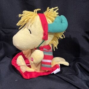 2013 PEANUTS Plush Musical‎ Woodstock On Sled Christmas Decoration -  Moves
